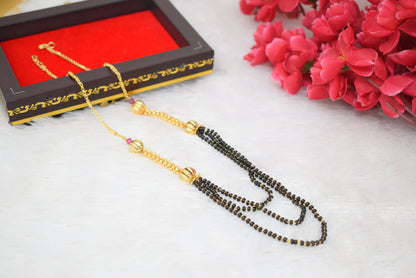 Sparkling Gold plated   American Diamond Mangalsutra