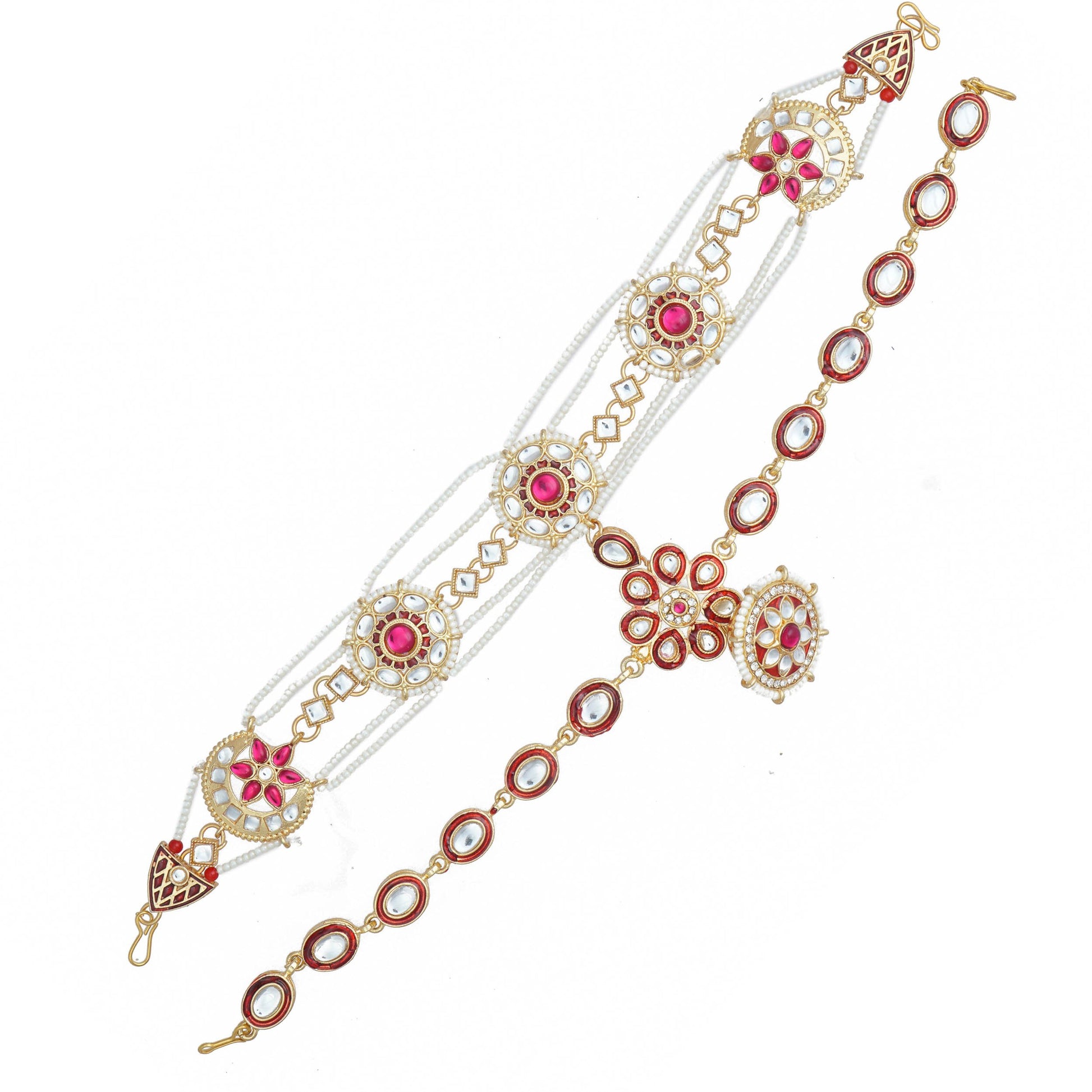 Ethnic Shishful Rajasthani Mathapatti Kundan Pearl For Women