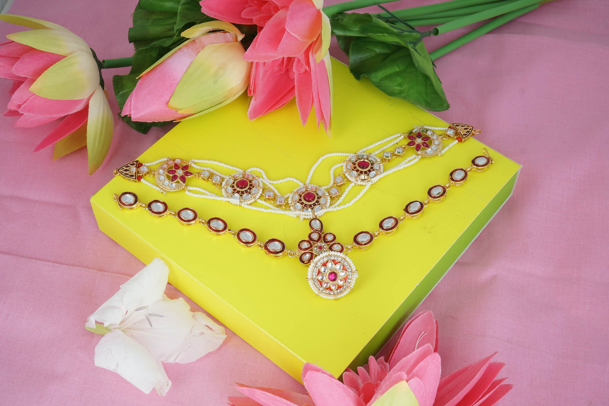 Ethnic Shishful Rajasthani Mathapatti Kundan Pearl For Women