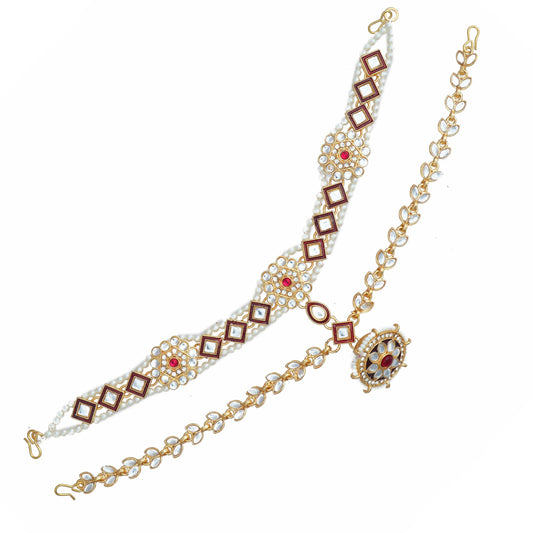 Ethnic Shishful Rajasthani Mathapatti Kundan Pearl For Women