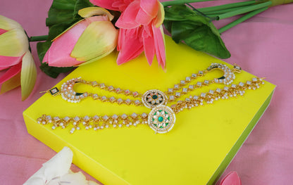 Ethnic Shishful Rajasthani Mathapatti Kundan Pearl For Women