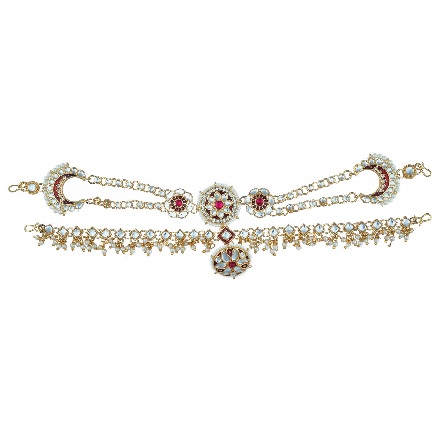 Ethnic Shishful Rajasthani Mathapatti Kundan Pearl For Women