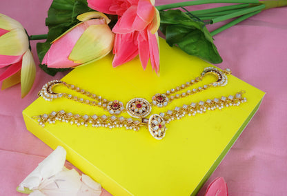 Ethnic Shishful Rajasthani Mathapatti Kundan Pearl For Women