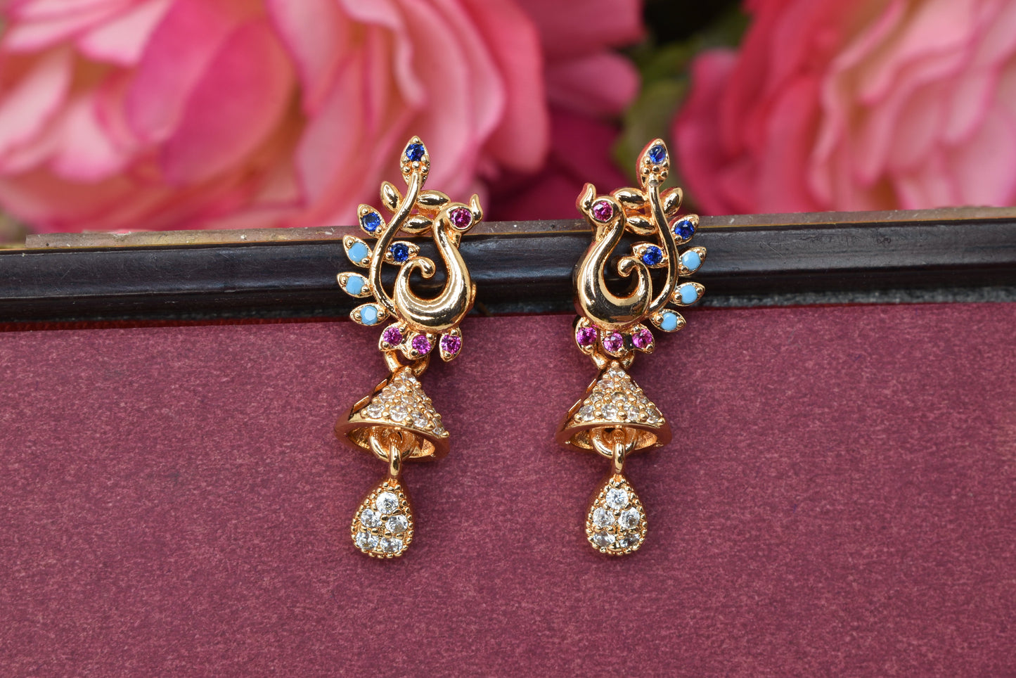 Rose gold plated earrings,bali earrings,stud,huggis,Jhumaka,jhumki big earrings,long earrings,earrings for girls,partywear earrings,bollywood earrings,wedding earrings,heavy designer earrings,