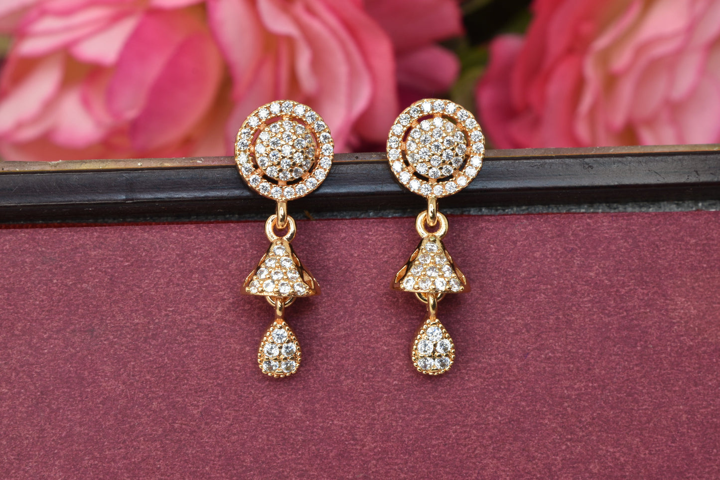 Rose gold plated earrings,bali earrings,stud,huggis,Jhumaka,jhumki big earrings,long earrings,earrings for girls,partywear earrings,bollywood earrings,wedding earrings,heavy designer earrings,