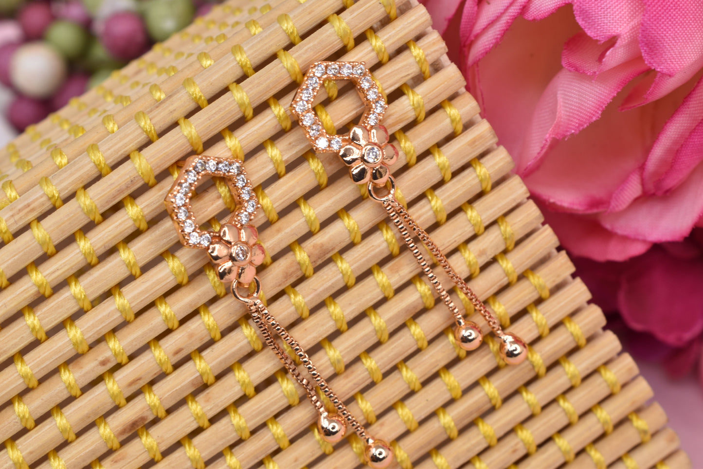 Rose gold plated earrings,bali earrings,stud,huggis,Jhumaka,jhumki big earrings,long earrings,earrings for girls,partywear earrings,bollywood earrings,wedding earrings,heavy designer earrings,