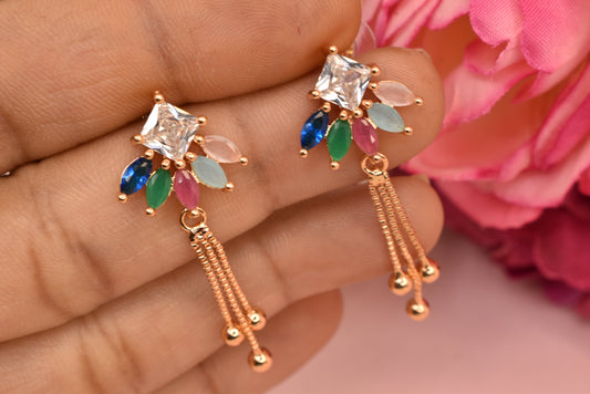 Rose gold plated earrings,bali earrings,stud,huggis,Jhumaka,jhumki big earrings,long earrings,earrings for girls,partywear earrings,bollywood earrings,wedding earrings,heavy designer earrings,