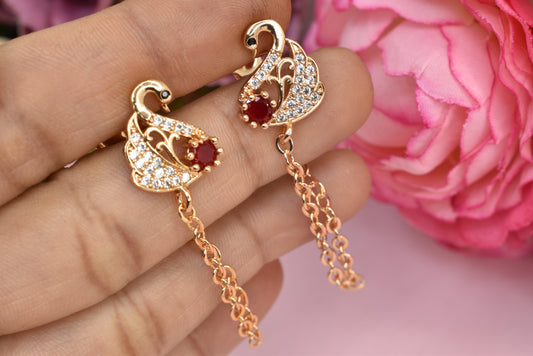 Rose gold plated earrings,bali earrings,stud,huggis,Jhumaka,jhumki big earrings,long earrings,earrings for girls,partywear earrings,bollywood earrings,wedding earrings,heavy designer earrings,