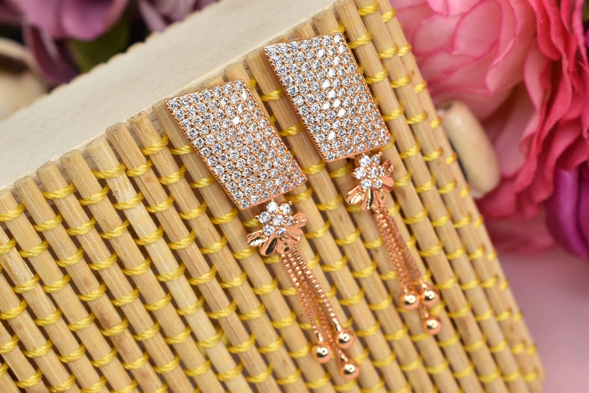 Rose gold plated earrings,bali earrings,stud,huggis,Jhumaka,jhumki big earrings,long earrings,earrings for girls,partywear earrings,bollywood earrings,wedding earrings,heavy designer earrings,