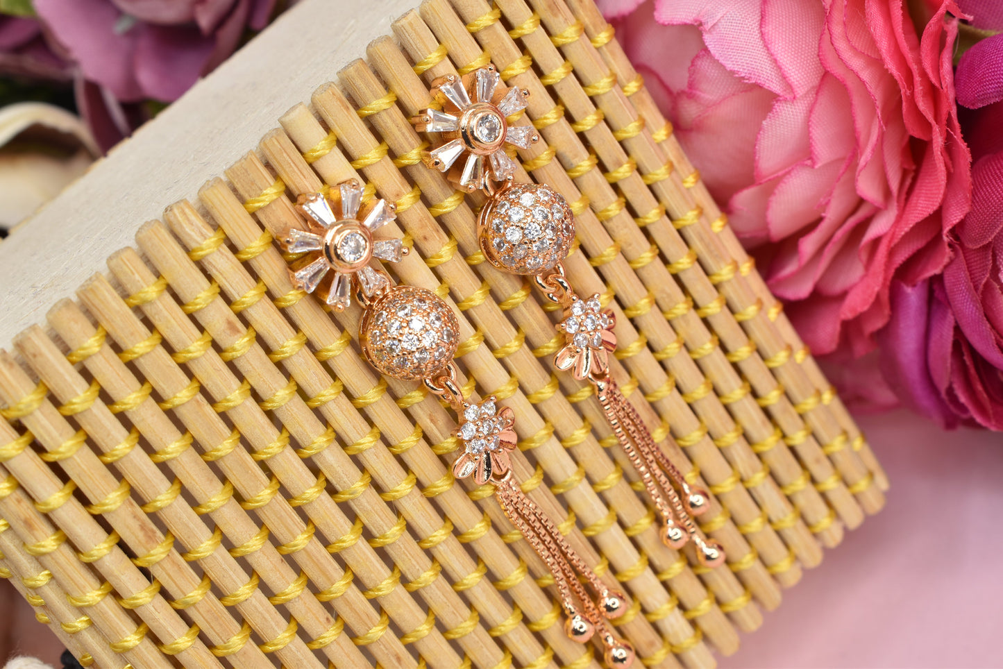 Rose gold plated earrings,bali earrings,stud,huggis,Jhumaka,jhumki big earrings,long earrings,earrings for girls,partywear earrings,bollywood earrings,wedding earrings,heavy designer earrings,