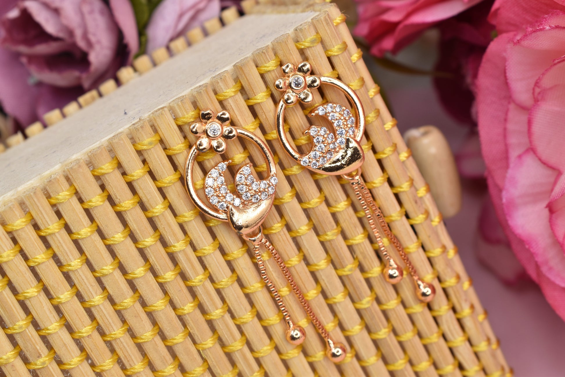 Rose gold plated earrings,bali earrings,stud,huggis,Jhumaka,jhumki big earrings,long earrings,earrings for girls,partywear earrings,bollywood earrings,wedding earrings,heavy designer earrings,