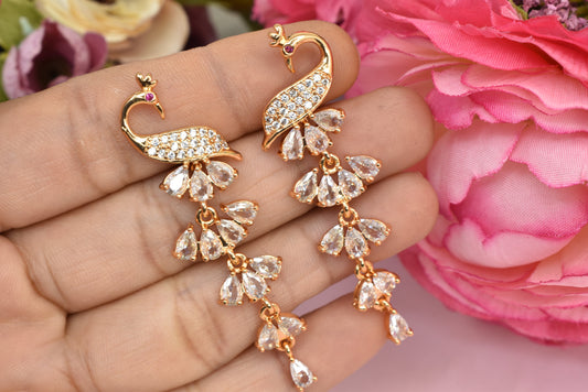 Rose gold plated earrings,bali earrings,stud,huggis,Jhumaka,jhumki big earrings,long earrings,earrings for girls,partywear earrings,bollywood earrings,wedding earrings,heavy designer earrings,