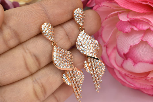 Rose gold plated earrings,bali earrings,stud,huggis,Jhumaka,jhumki big earrings,long earrings,earrings for girls,partywear earrings,bollywood earrings,wedding earrings,heavy designer earrings,