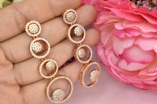 Rose gold plated earrings,bali earrings,stud,huggis,Jhumaka,jhumki big earrings,long earrings,earrings for girls,partywear earrings,bollywood earrings,wedding earrings,heavy designer earrings,