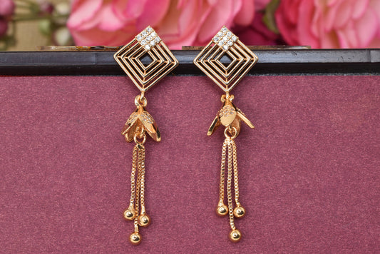 Rose gold plated earrings,bali earrings,stud,huggis,Jhumaka,jhumki big earrings,long earrings,earrings for girls,partywear earrings,bollywood earrings,wedding earrings,heavy designer earrings,