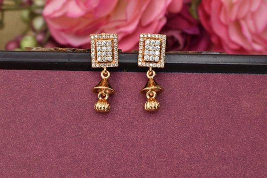 Rose gold plated earrings,bali earrings,stud,huggis,Jhumaka,jhumki big earrings,long earrings,earrings for girls,partywear earrings,bollywood earrings,wedding earrings,heavy designer earrings,