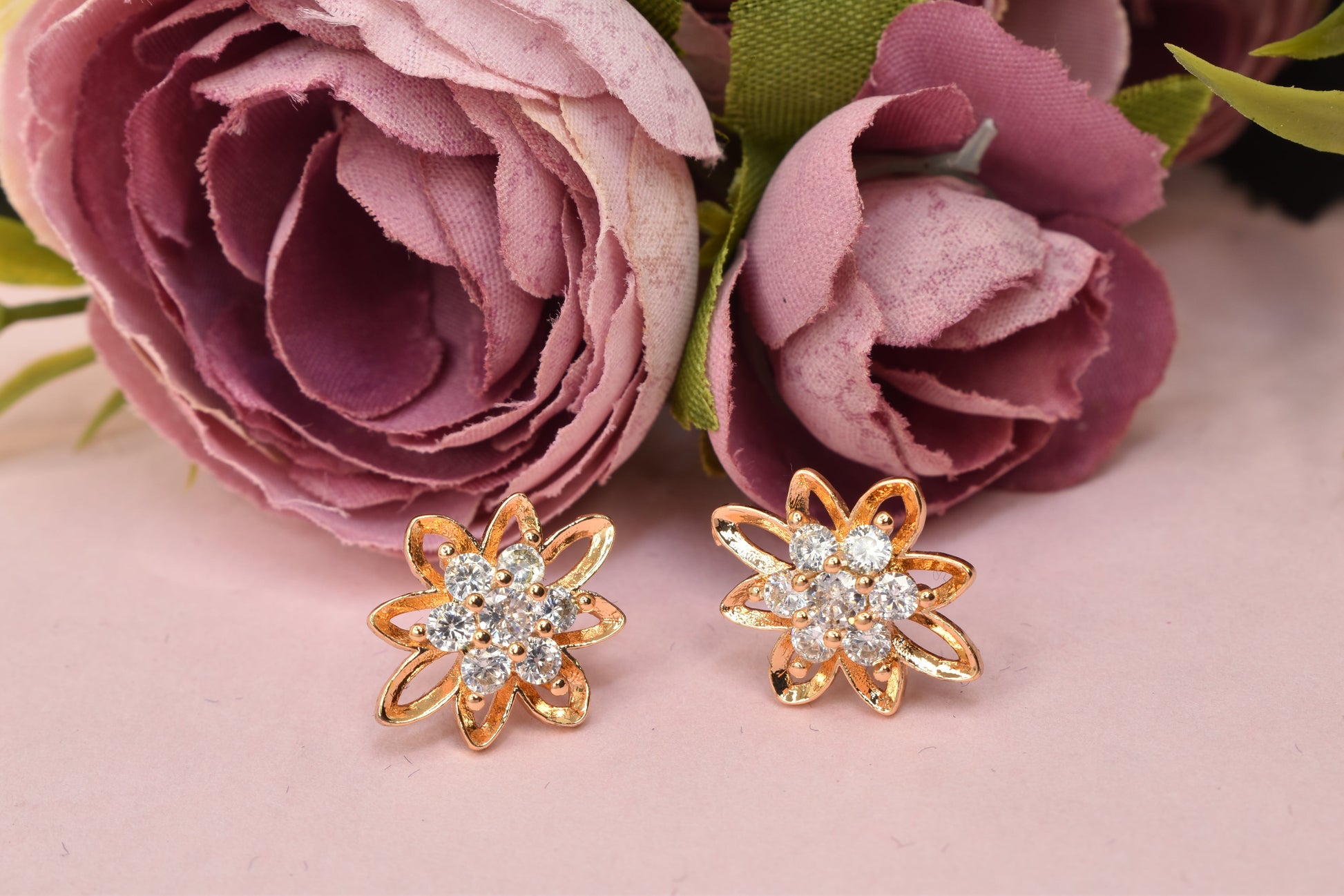 Rose gold plated earrings,bali earrings,stud,huggis,Jhumaka,jhumki big earrings,long earrings,earrings for girls,partywear earrings,bollywood earrings,wedding earrings,heavy designer earrings,