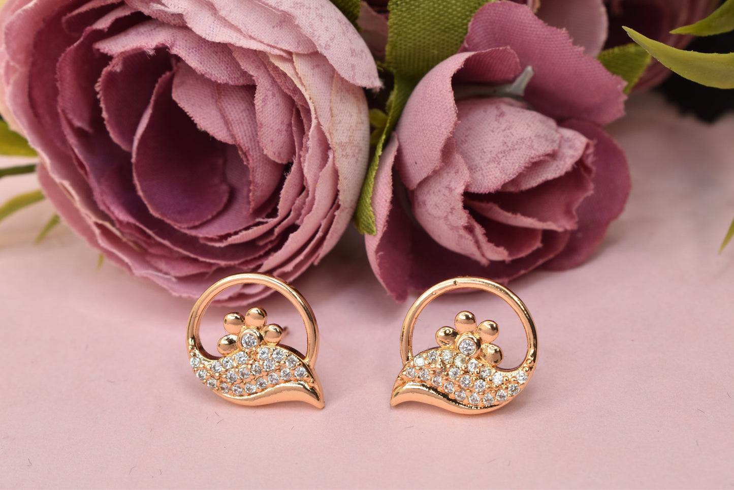 Rose gold plated earrings,bali earrings,stud,huggis,Jhumaka,jhumki big earrings,long earrings,earrings for girls,partywear earrings,bollywood earrings,wedding earrings,heavy designer earrings,