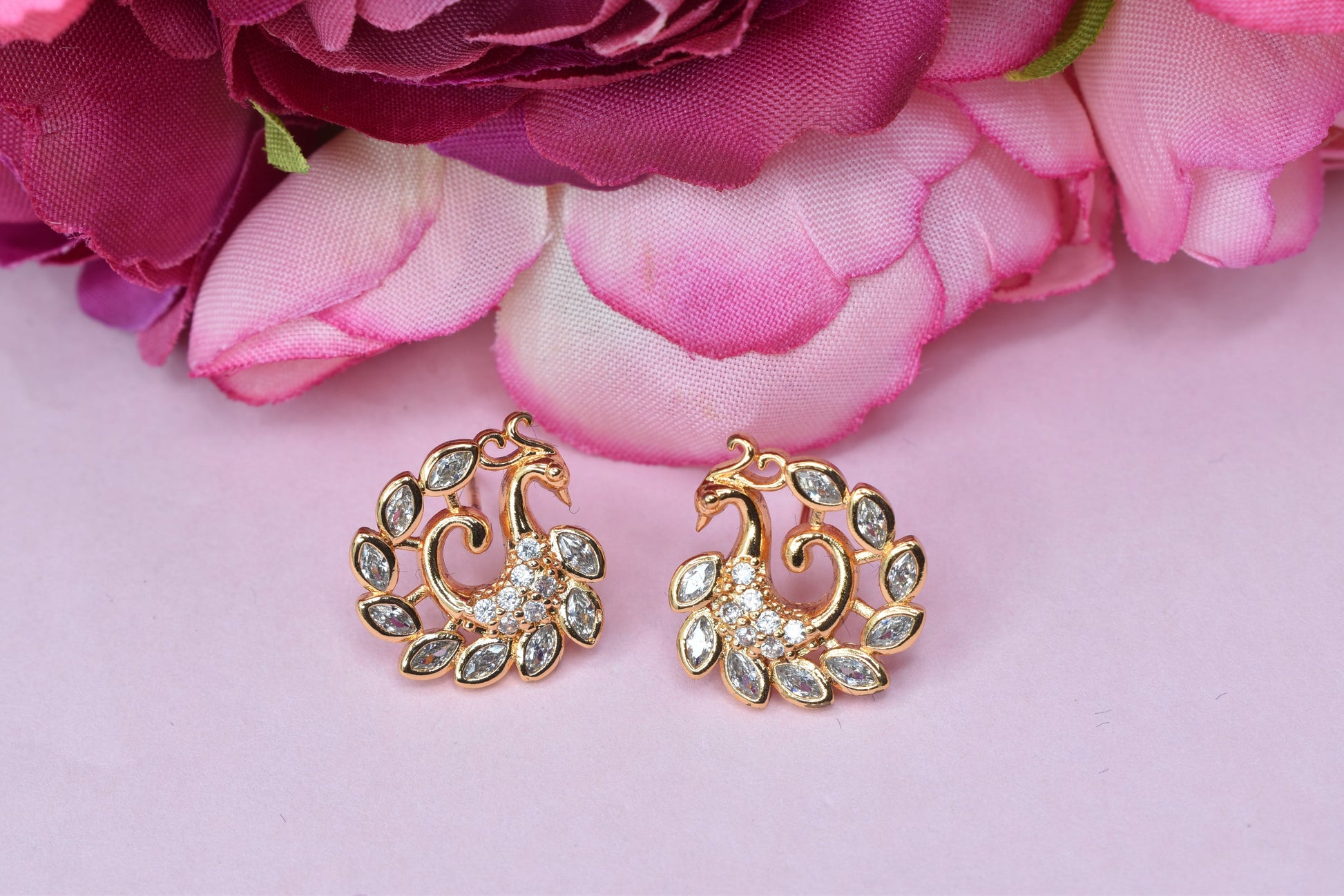 Rose gold plated earrings,bali earrings,stud,huggis,Jhumaka,jhumki big earrings,long earrings,earrings for girls,partywear earrings,bollywood earrings,wedding earrings,heavy designer earrings,