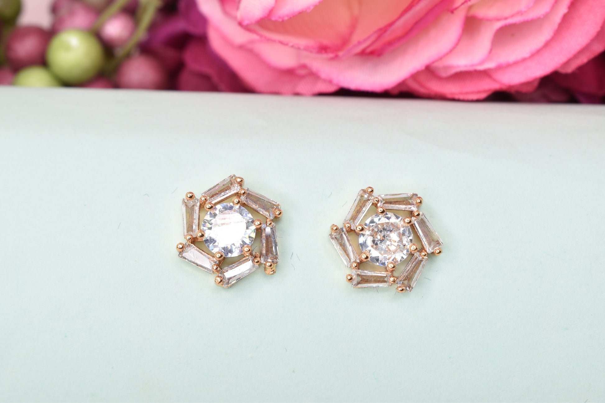 Rose gold plated earrings,bali earrings,stud,huggis,Jhumaka,jhumki big earrings,long earrings,earrings for girls,partywear earrings,bollywood earrings,wedding earrings,heavy designer earrings,