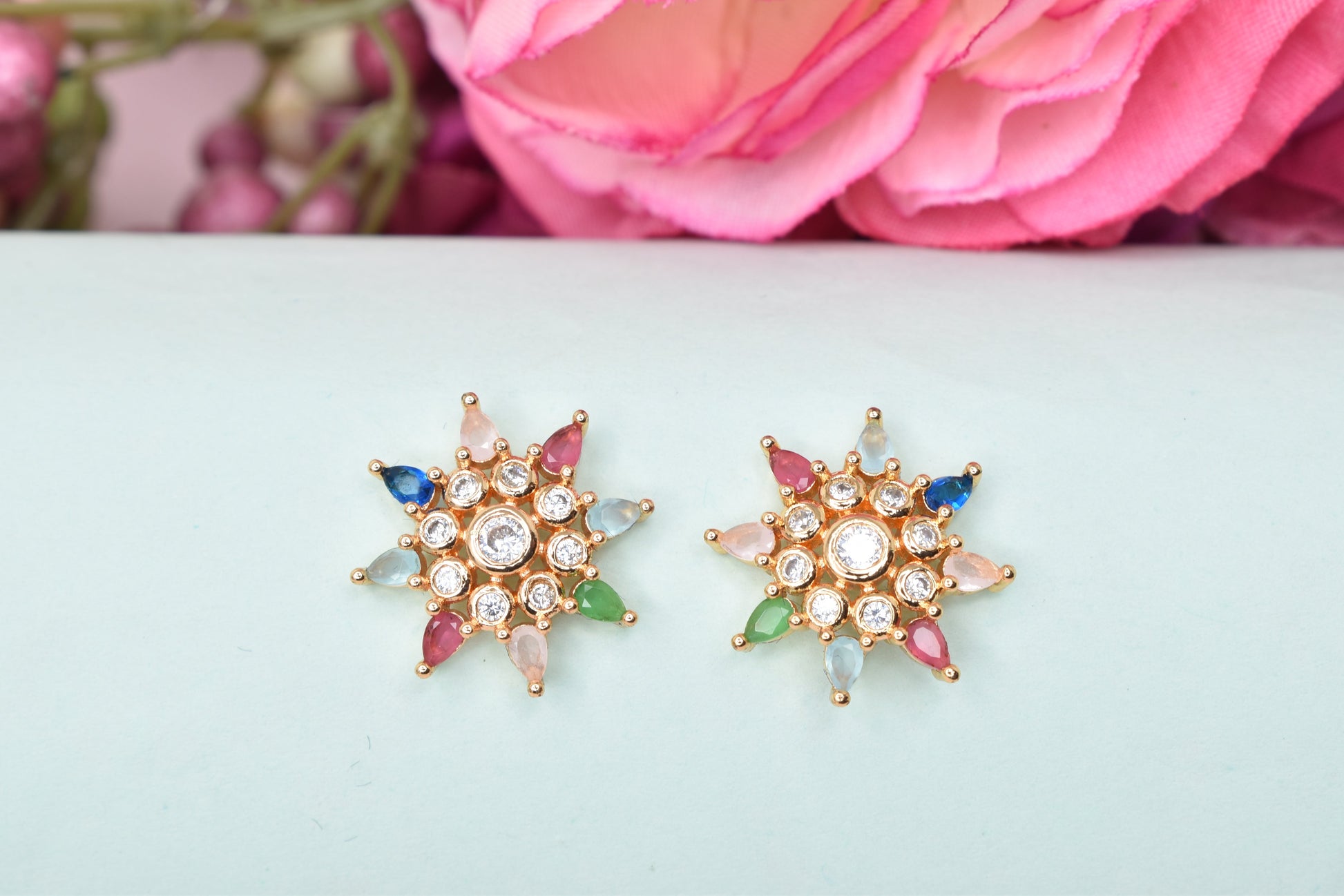 Rose gold plated earrings,bali earrings,stud,huggis,Jhumaka,jhumki big earrings,long earrings,earrings for girls,partywear earrings,bollywood earrings,wedding earrings,heavy designer earrings,