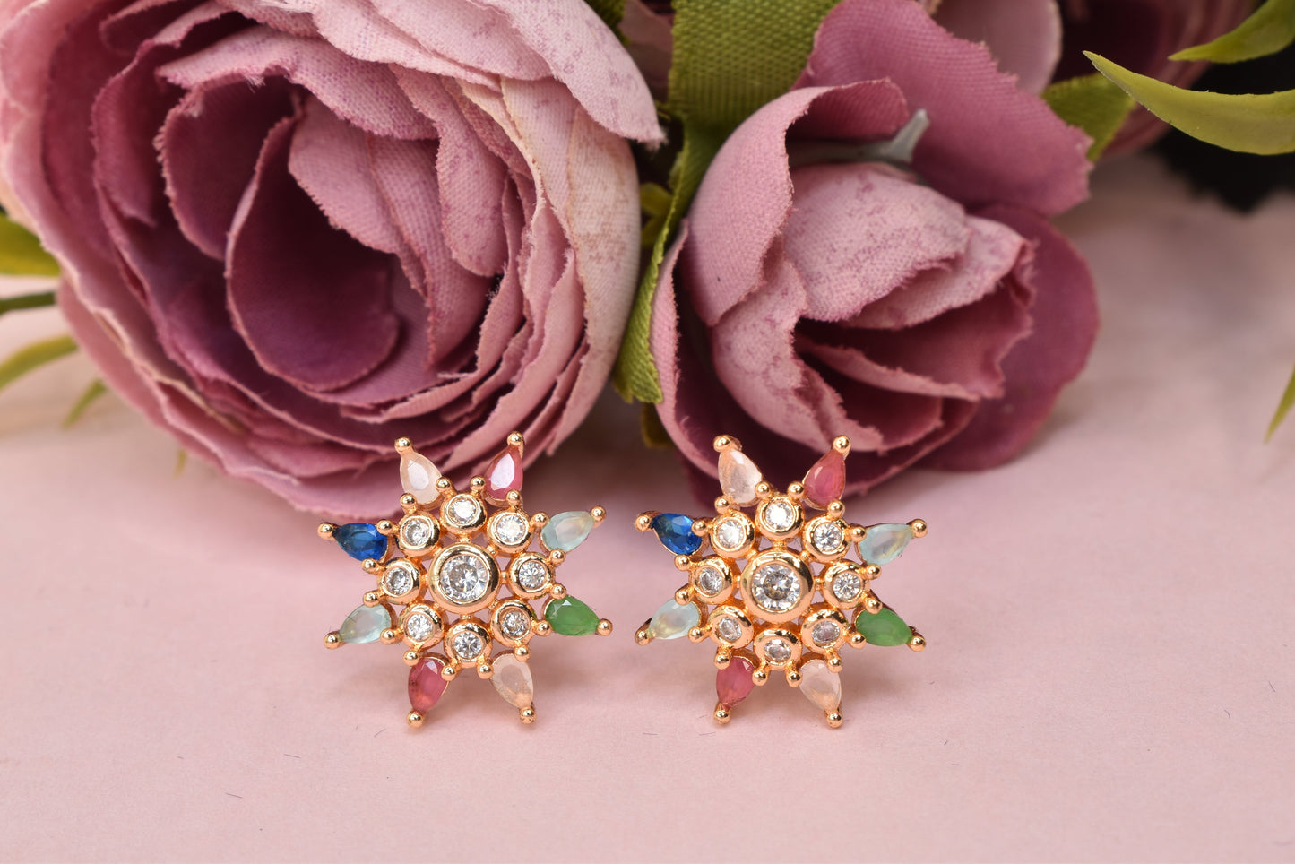 Rose gold plated earrings,bali earrings,stud,huggis,Jhumaka,jhumki big earrings,long earrings,earrings for girls,partywear earrings,bollywood earrings,wedding earrings,heavy designer earrings,