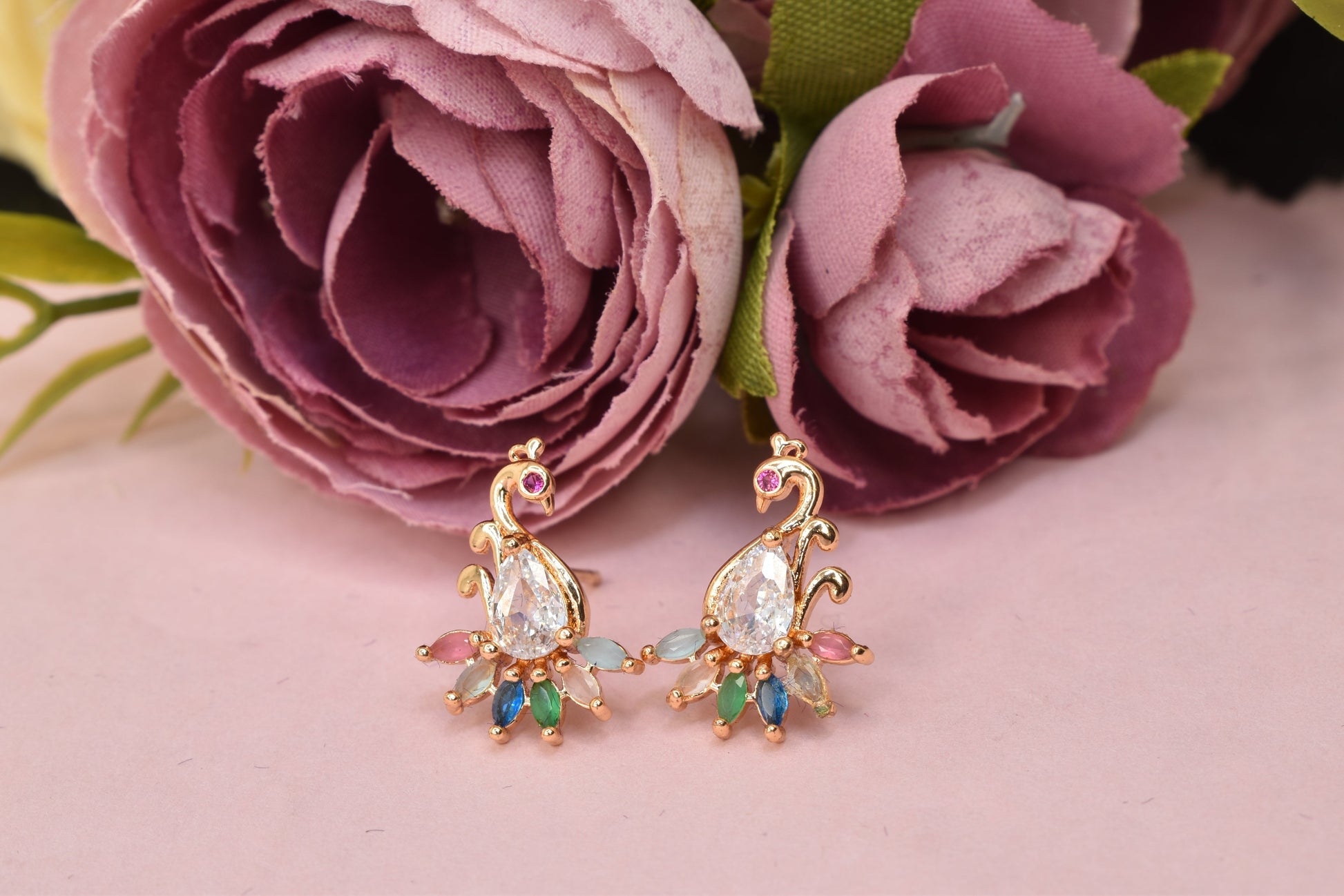 Rose gold plated earrings,bali earrings,stud,huggis,Jhumaka,jhumki big earrings,long earrings,earrings for girls,partywear earrings,bollywood earrings,wedding earrings,heavy designer earrings,