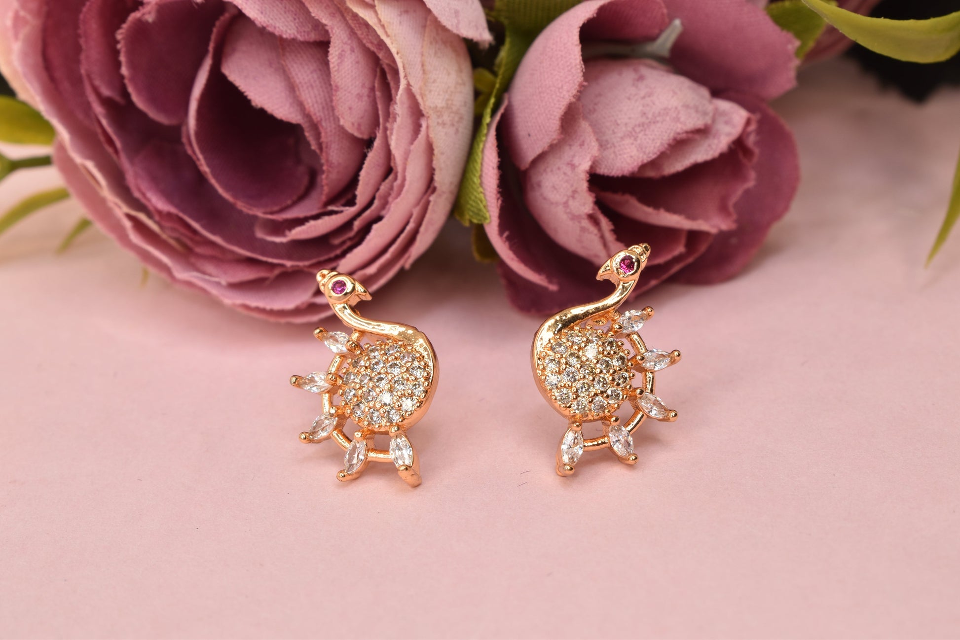 Rose gold plated earrings,bali earrings,stud,huggis,Jhumaka,jhumki big earrings,long earrings,earrings for girls,partywear earrings,bollywood earrings,wedding earrings,heavy designer earrings,