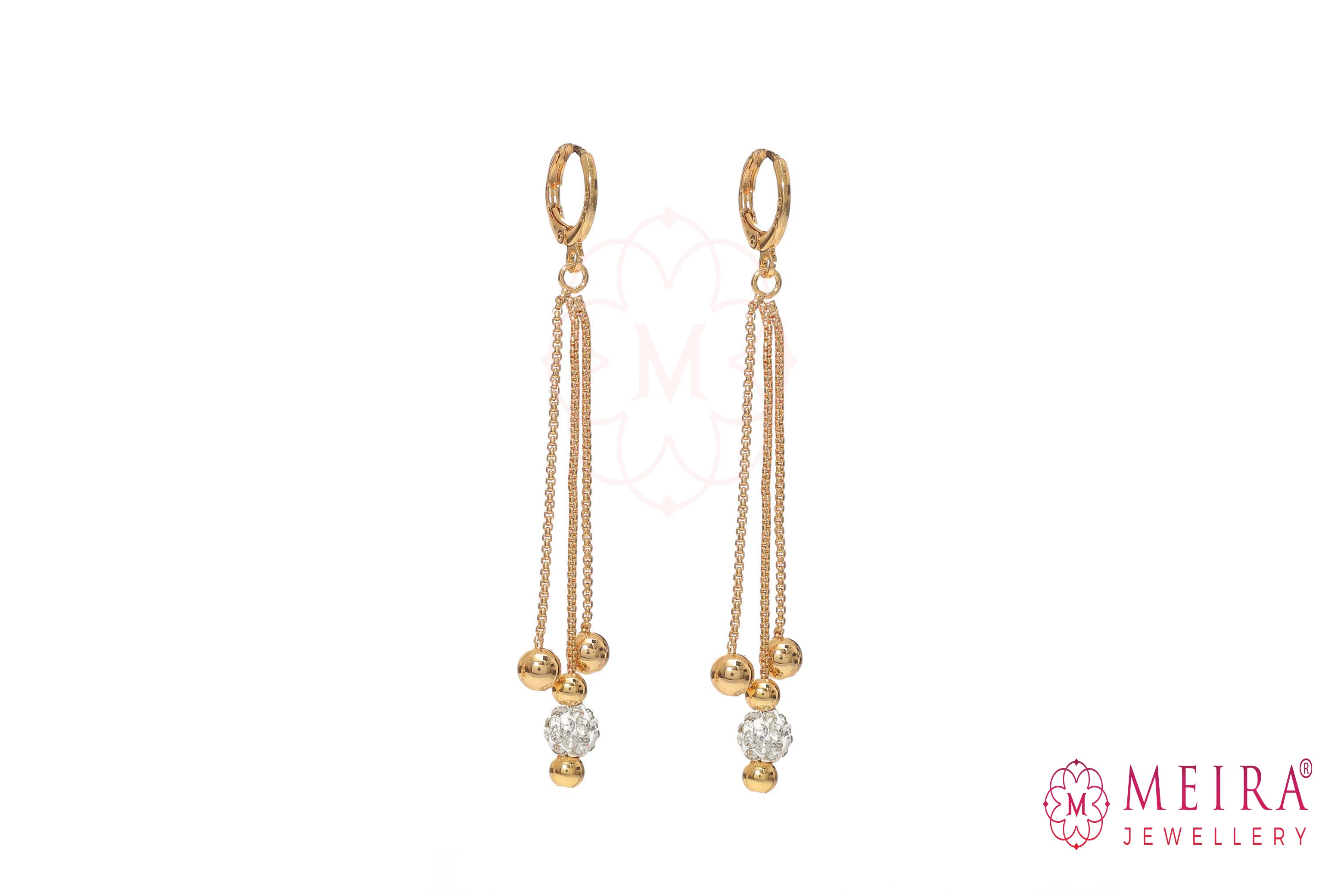 Rose Gold Plated Drop Earring with AD Studded Ball