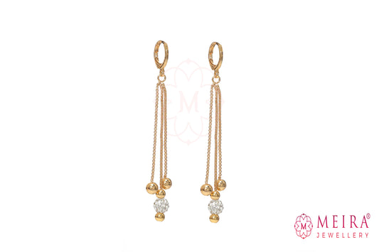 Rose Gold Plated Drop Earring with AD Studded Ball