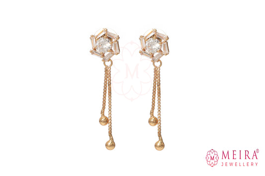 Rose Gold Plated Rose design CZ studded Dangle Earring