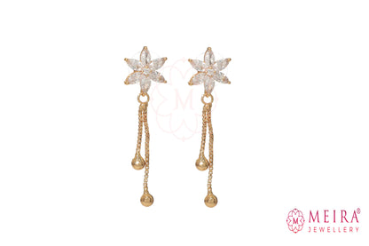 Rose Gold Plated Floral design CZ studded Dangle Earring