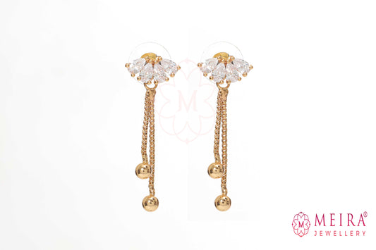 Rose Gold Plated CZ Studded Drop Earring