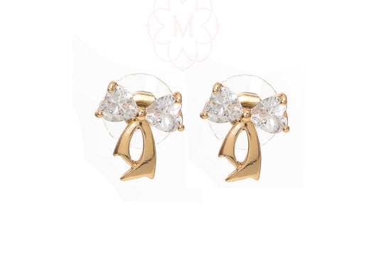 Rose Gold Plated Bow design CZ studded Stud Earring