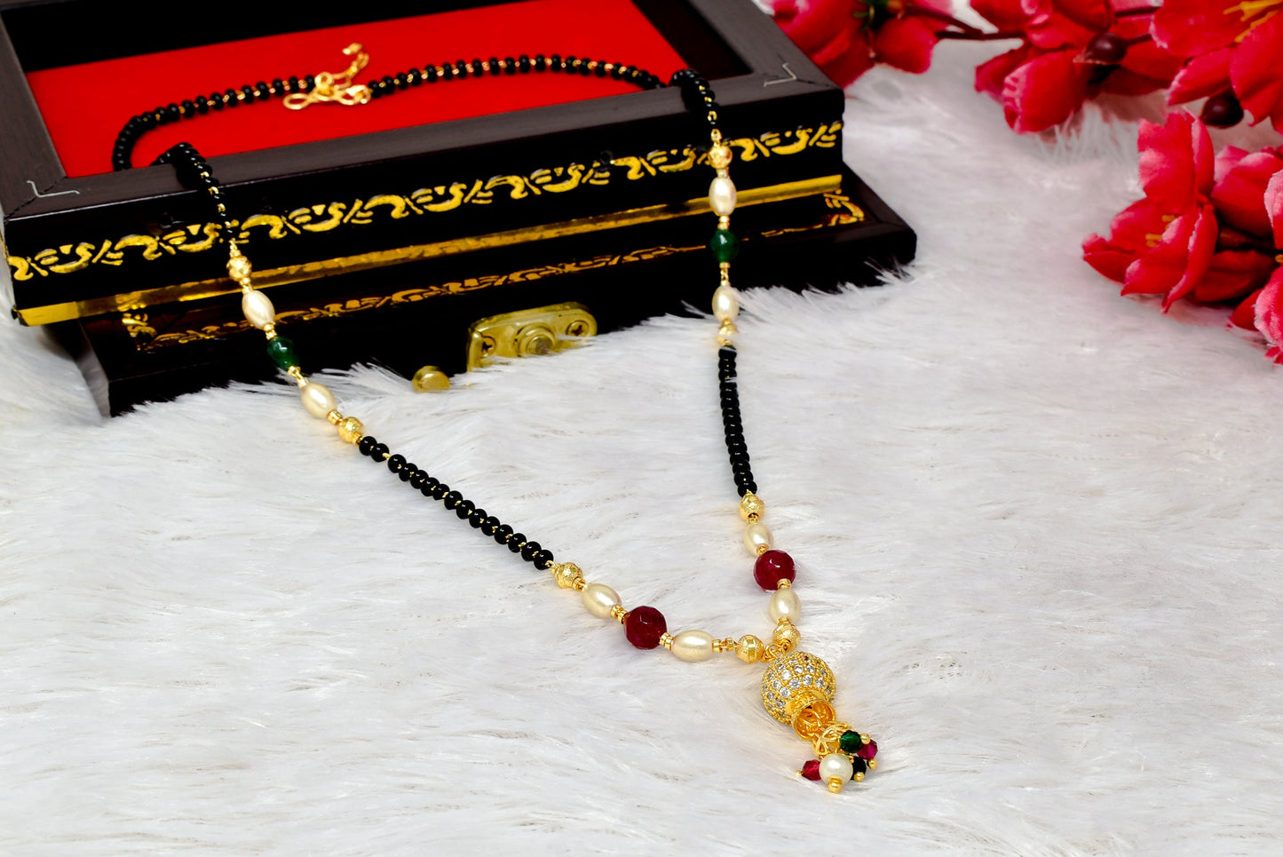 Sparkling Gold plated   American Diamond Mangalsutra