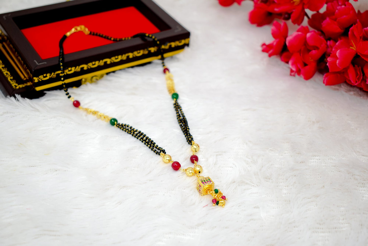 Sparkling Gold plated   American Diamond Mangalsutra