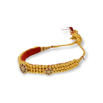 Traditional Golden Beads studded Kanthi with AD Pendal