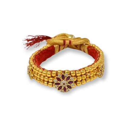 Traditional Golden Beads studded Kanthi with AD Pendal