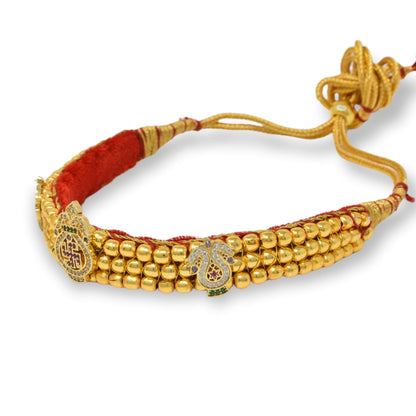 Traditional Golden Beads studded Kanthi with AD Pendal