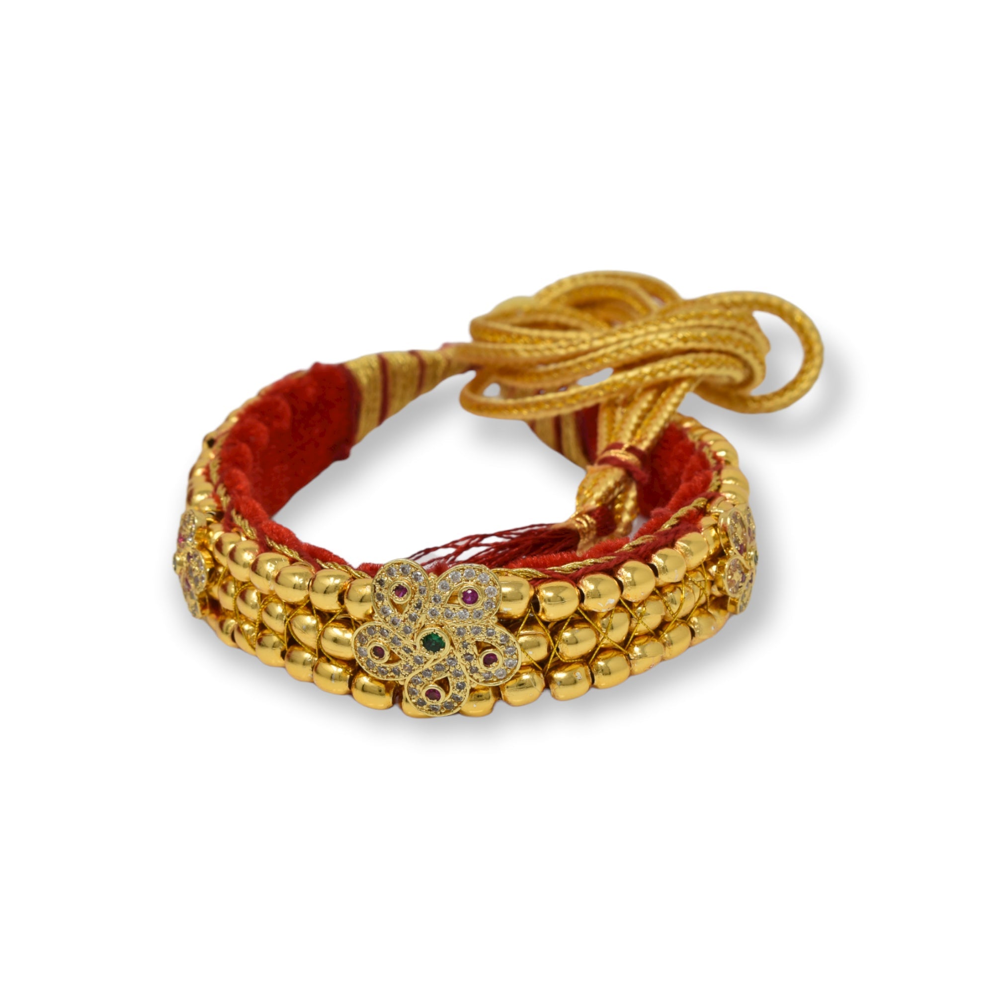 Traditional Golden Beads studded Kanthi with AD Pendal