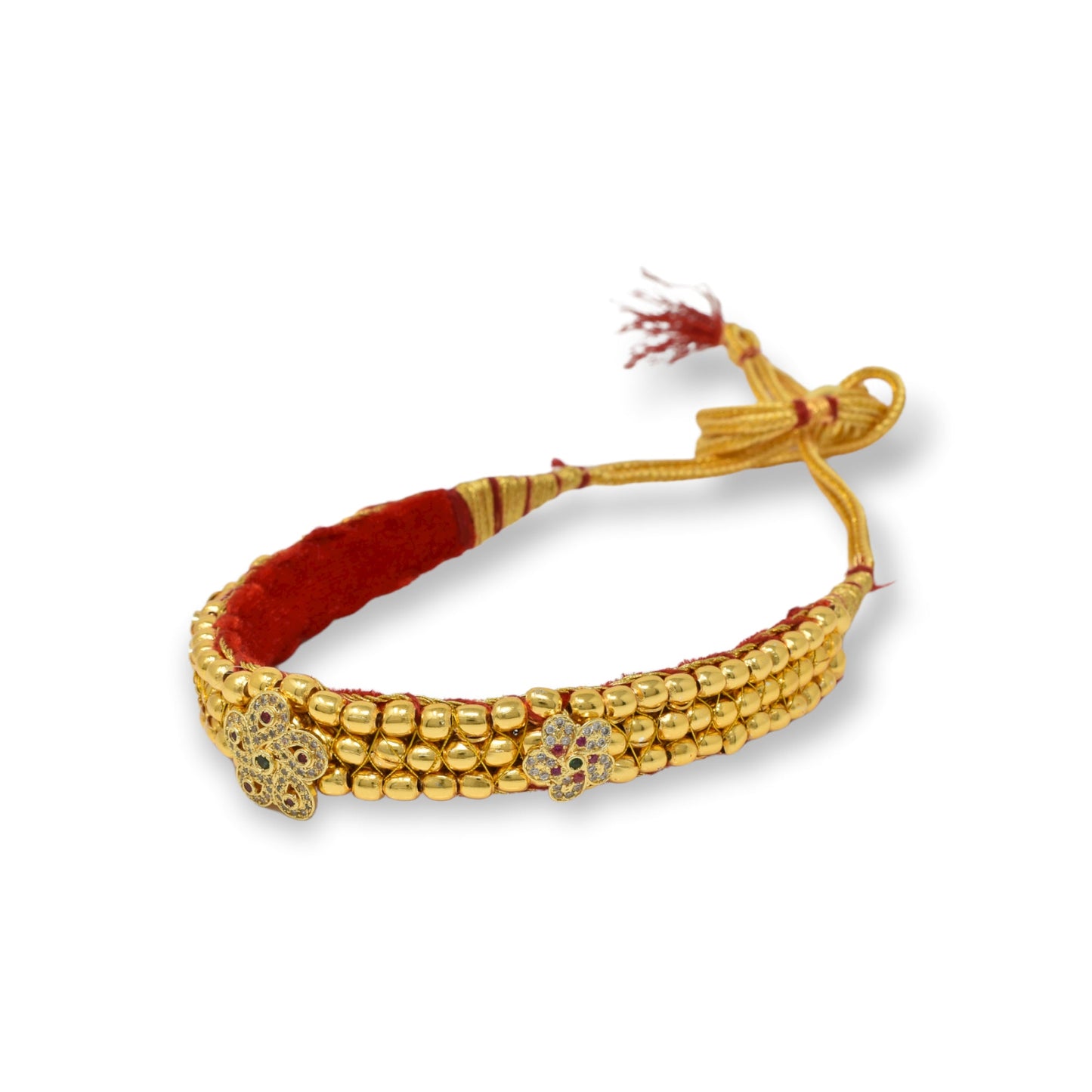 Traditional Golden Beads studded Kanthi with AD Pendal