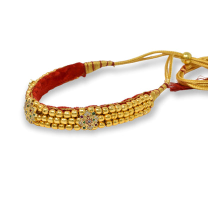 Traditional Golden Beads studded Kanthi with AD Pendal