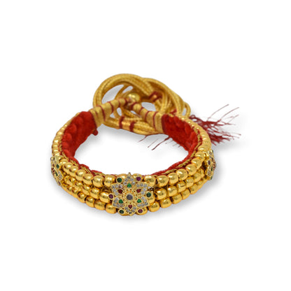 Traditional Golden Beads studded Kanthi with AD Pendal