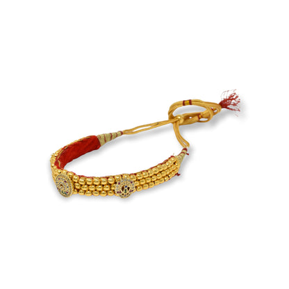 Traditional Golden Beads studded Kanthi with AD Pendal