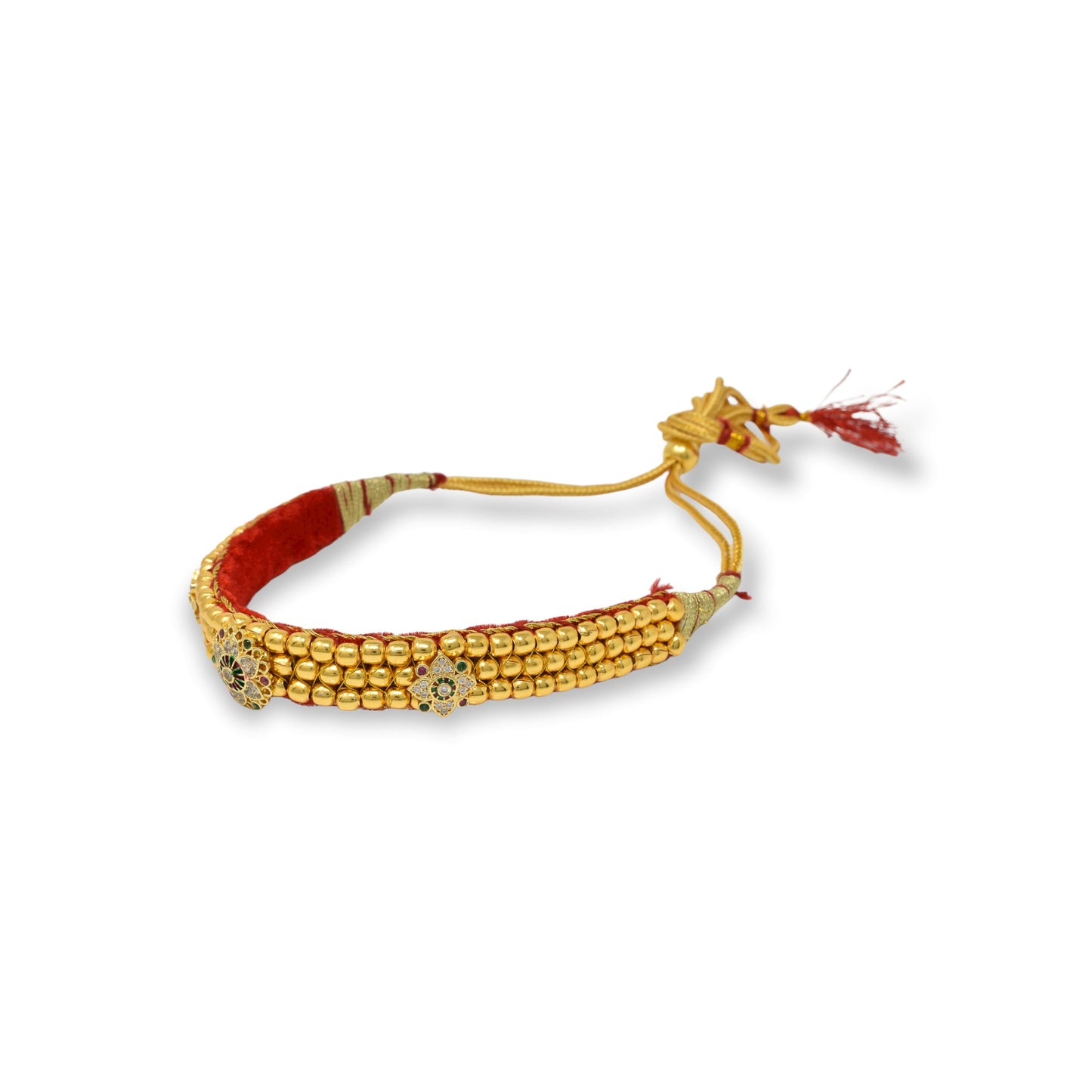 Traditional Golden Beads studded Kanthi with AD Pendal