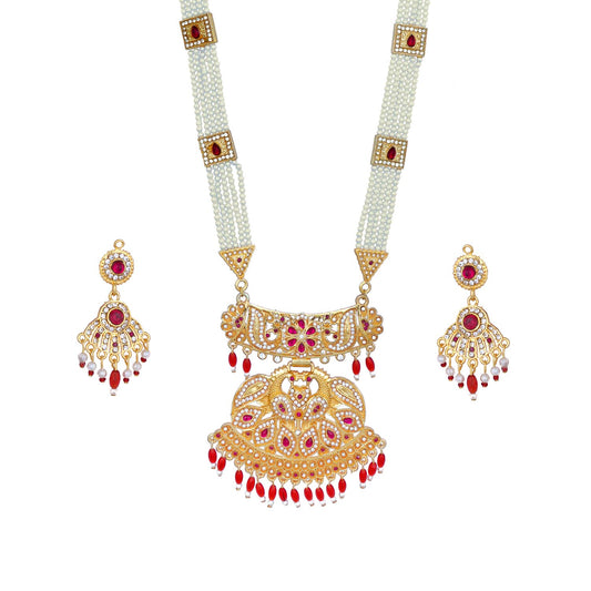 Traditional Gold Plated American Diamond Work Long set Rani Haar