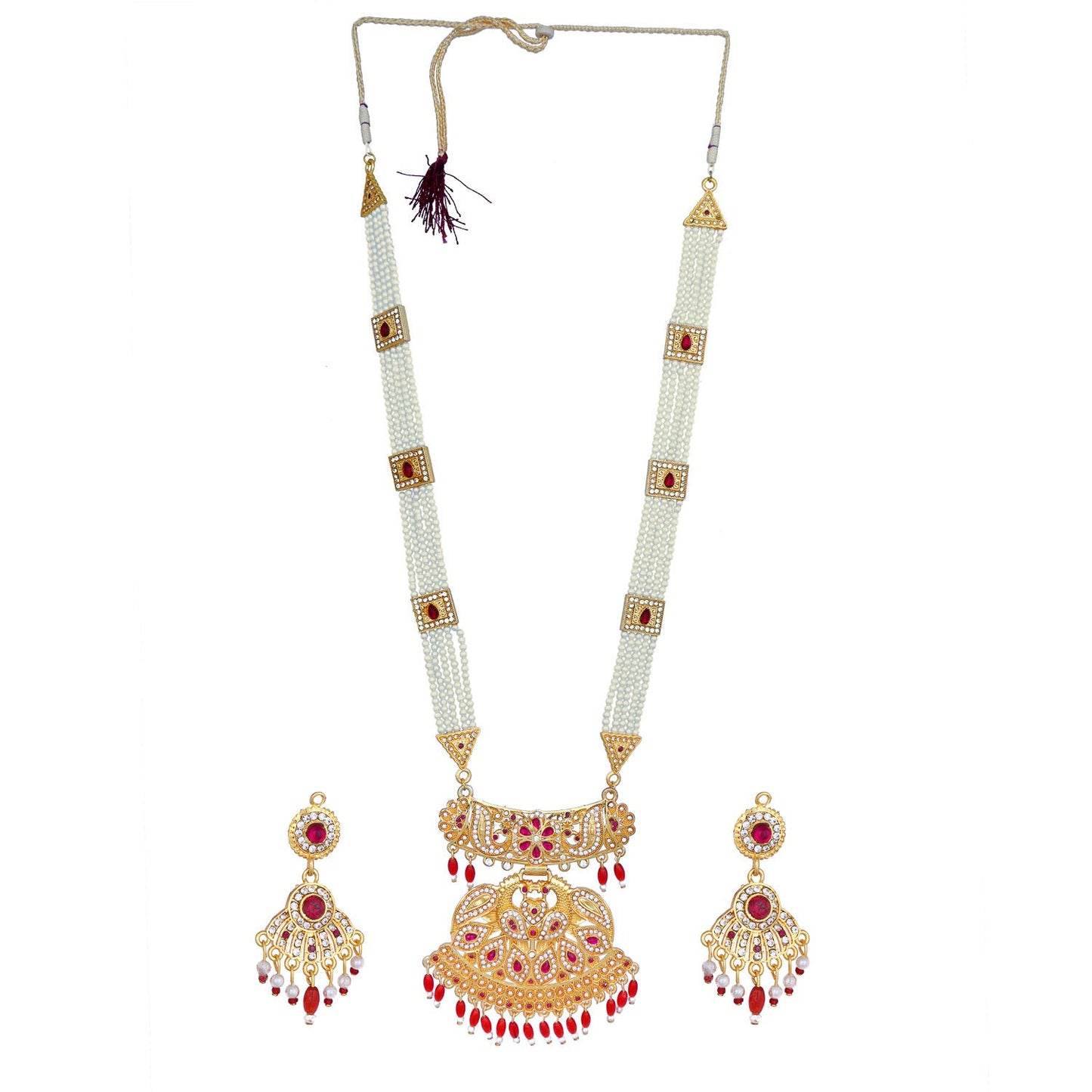 Traditional Gold Plated American Diamond Work Long set Rani Haar