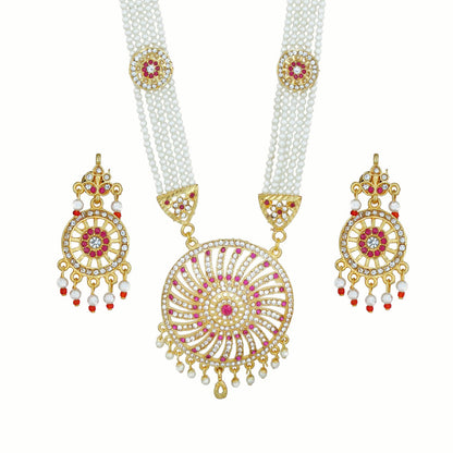 Traditional Gold Plated American Diamond Work Long set Rani Haar