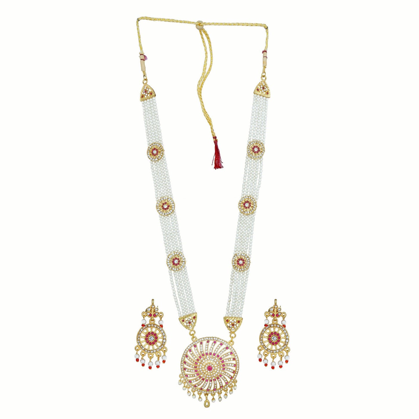 Traditional Gold Plated American Diamond Work Long set Rani Haar