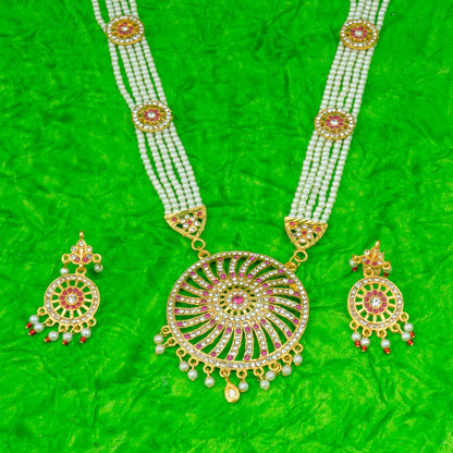 Traditional Gold Plated American Diamond Work Long set Rani Haar